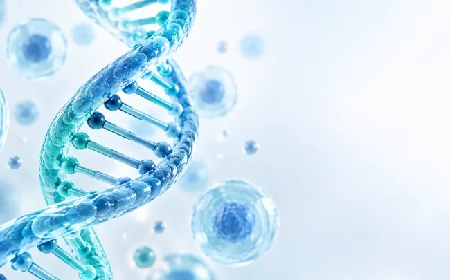 DNA helix illustration representing genetic testing for chromosomes and inherited conditions